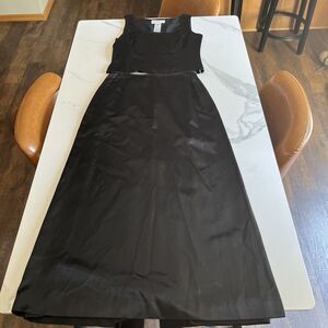 TALBOTS COLLECTION 2 Piece Black Cocktail Dress Sleeveless Top with Skirt Size 8